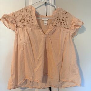 H&M FLUTTER-SLEEVE DRESS WITH EYELET EMBROIDERY